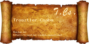 Trosztler Csaba névjegykártya